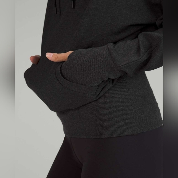 Lululemon Throwback Flashback Pullover W3FZ6S Hoodie Sweatshirt Black Size 4 - Picture 3 of 8